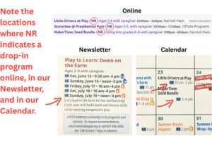 Graphic shows where to find NR designation online, in Newsletter and on calendars for youth programs.